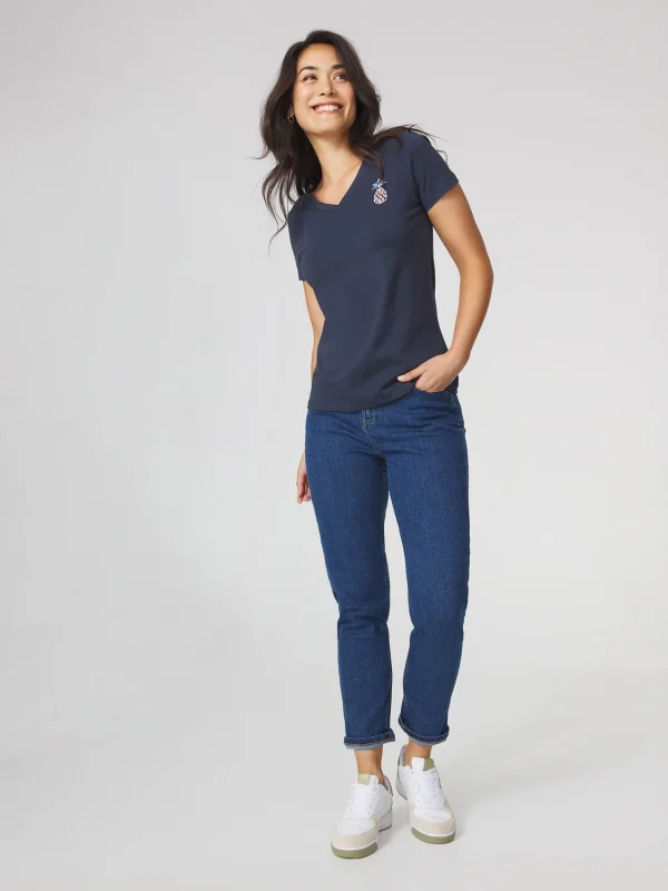 T-shirt Femme Manches Courtes Marine