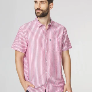 Chemise Homme Coupe Confort Rayures Rouge et Blanc