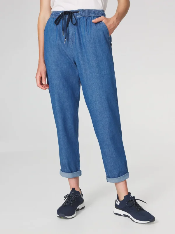 Pantalon Femme Ceinture Elastiquée Bleu - Image 2