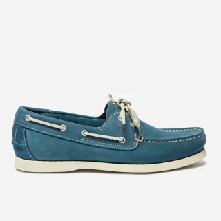 Chaussures Bateau Homme Cuir Nubuck Bleu et blanc