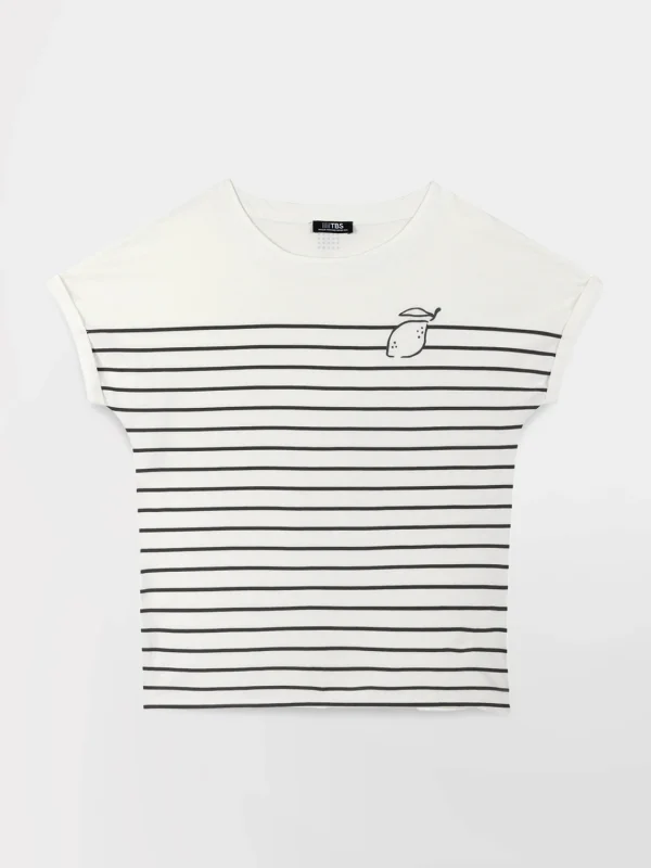 T-shirt Femme Jersey Rayures Blanc et Bleu - Image 4