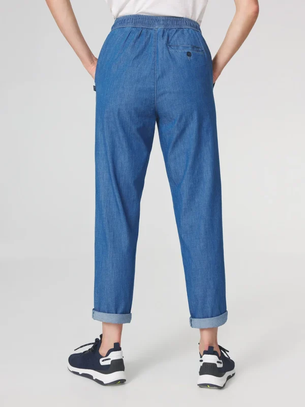 Pantalon Femme Ceinture Elastiquée Bleu - Image 5